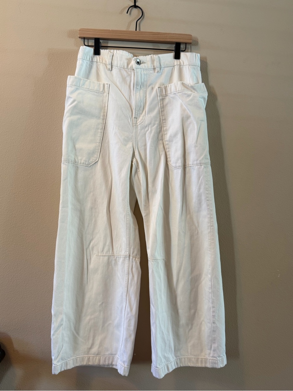 Everlane The Crafter Jean 31R Cream White Utility Carpenter Wide Leg Jeans